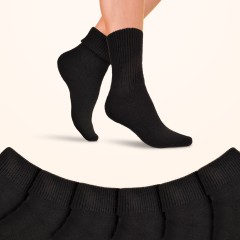 Calze donna corte morbide calde soft 3022 con risvolto morbido 6 paia nere