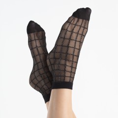 Calzini corti lamè argento 20 den Fiore Grid