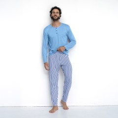 Pigiama Uomo in fibra di bambù scollo serafino Armata di Mare 2456