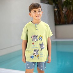 Pigiama bimbo corto gattino 100% cotone Irge IKC456