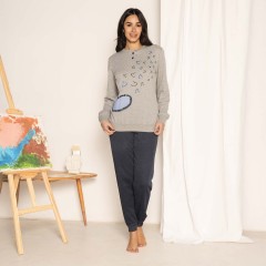 Pigiama donna in punto milano cuoricini Ambro D6505.25