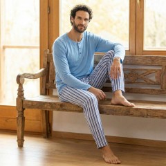 Pigiama Uomo in fibra di bambù scollo serafino Armata di Mare 2456