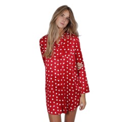 Camicia da notte donna tessuto lucido effetto raso cuoricini Admas 51513