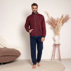 Pigiama uomo maglia aperta in pile Biancaluna 25U03002