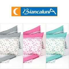 Completo letto matrimoniale cotone made in Italy Vegas Biancaluna