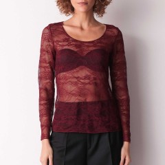 Maglia donna girocollo in pizzo trasparente Cotonella ADD16
