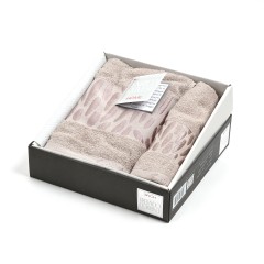 Set di asciugamani 1+1 fantasia con ricami ton su ton Enrico Coveri 0014 Sherling