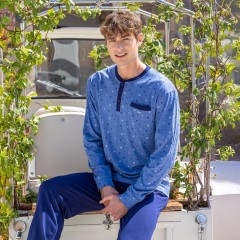 Pigiama uomo Irge collo serafino uomo 100% cotone IRL2523