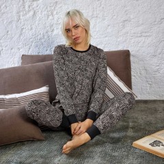 Pigiama donna paisley in cotone garzato Jadea 5241