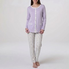 Pigiama donna lungo in cotone leggero Lovable L0EQH