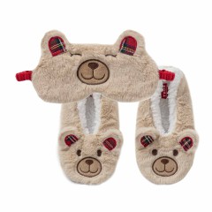 Set pantofola antiscivolo e maschera notte orsetto Thun