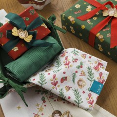 Set da cucina strofinacci natalizi + cesto Thun 3 pezzi