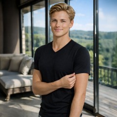 T-shirt uomo scollo a v cotone elasticizzato Uragano 101 