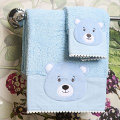 Asciugamani Bimbo con orsacchiotto 100% Cotone Vingi Yoghi 2 Pezzi