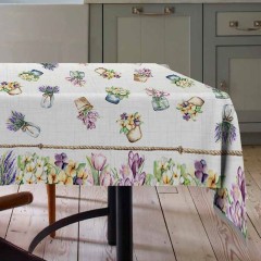 Tovaglia antimacchia con mazzi di fiori Zambaiti