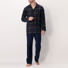 Pigiama Uomo maglia aperta fantasia scozzese in caldo cotone Perofil VPRT92985