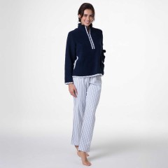 Pigiama donna invernale collo alto gessato Lovable L0DNK