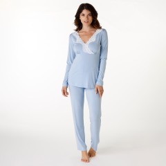 Pigiama Donna scollo a v e pizzo Lovable L0DWE