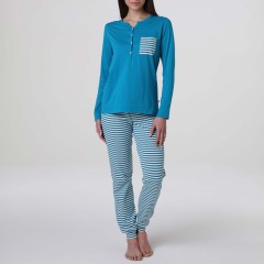 Pigiama donna a righe cotone leggero Lovable L0EQI