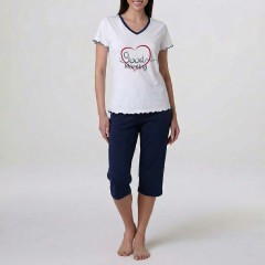 Pigiama donna estivo pinocchietto cotone Lovable L0EQK