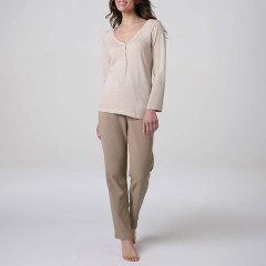 Pigiama donna pantalone effetto waffle cotone Lovable L0ETM