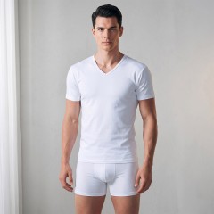 Maglia mezza manica Rossoporpora MU002 scollo a V cotone 3 pz