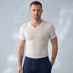 Maglia uomo lana Liabel a punta manica corta 0532153 lana cotone