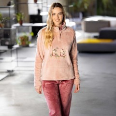 Pigiama donna cagnolino in pile coral Irge MIC2488