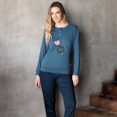 Pigiama donna cuoricini caldo cotone Irge MII2414