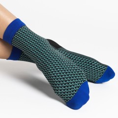 Calzino donna microfibra lavorato Fiore Op-Art verde