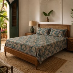 Completo letto motivo paisley percalle di cotone Enrico Coveri vinia