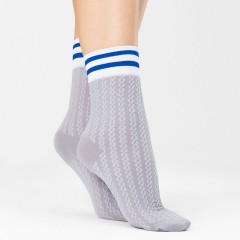 Calzini lavorati 80 denari trecce 3D grey/cobalt con polsino Fiore player