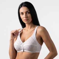 Reggiseno senza ferretto Gios Carmen cotone pizzo ganci frontali