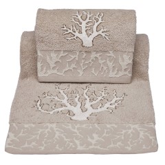 Vingi set asciugamani viso e ospite Paros beige