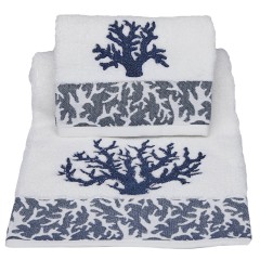 Vingi set asciugamani viso e ospite Paros bianco e blu