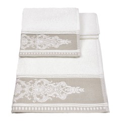 Vingi set asciugamani viso + ospite cotone Sveva panna
