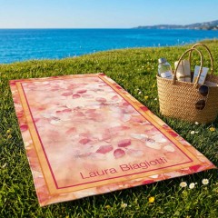 Telo mare con fiori di pesco stilizzati Laura Biagiotti travel floria C