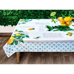 Tovaglia Vingi Tiffany cotone cod.A05 con limoni e frasi
