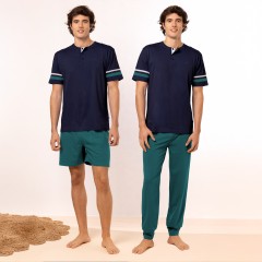 Pigiama uomo tris pantalone + pantaloncino in 100% cotone Irge TU42 / TUC27