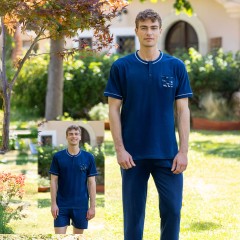 Pigiama uomo tris cotone pantalone lungo + pantaloncino Irge TU48