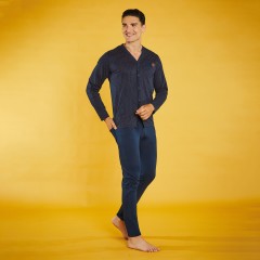 Pigiama Uomo 100% Cotone con Maglia Aperta Nazareno Gabrielli U6028