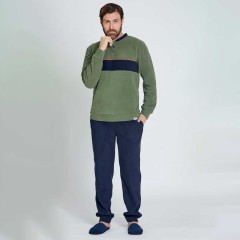 Pigiama uomo in pile scollo serafino Nazareno Gabrielli U7015