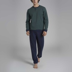 Pigiama uomo scollo a serafino in caldo cotone Ragno U956N1