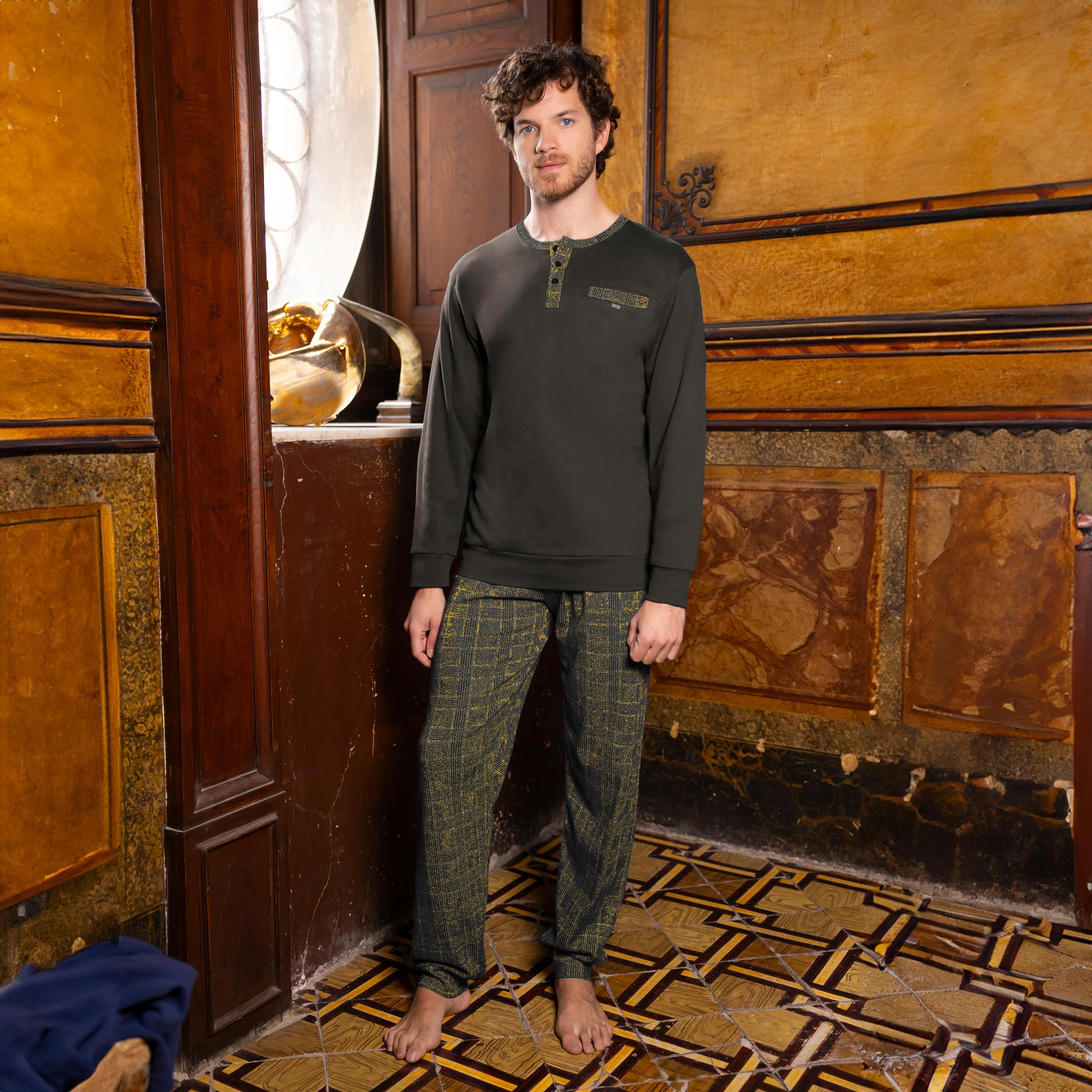 Pigiama Uomo scollo a serafino fantasia a quadri Irge MII2121