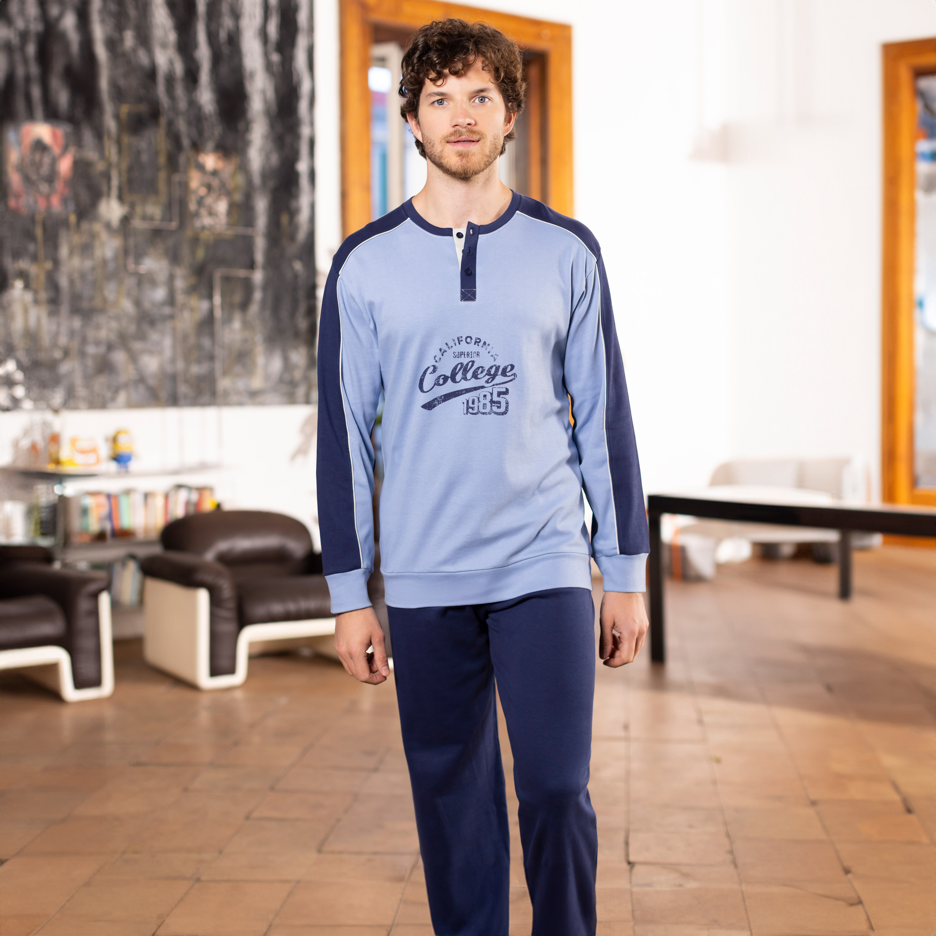 Pigiama da uomo stampa college in caldo cotone IRGE MII2125